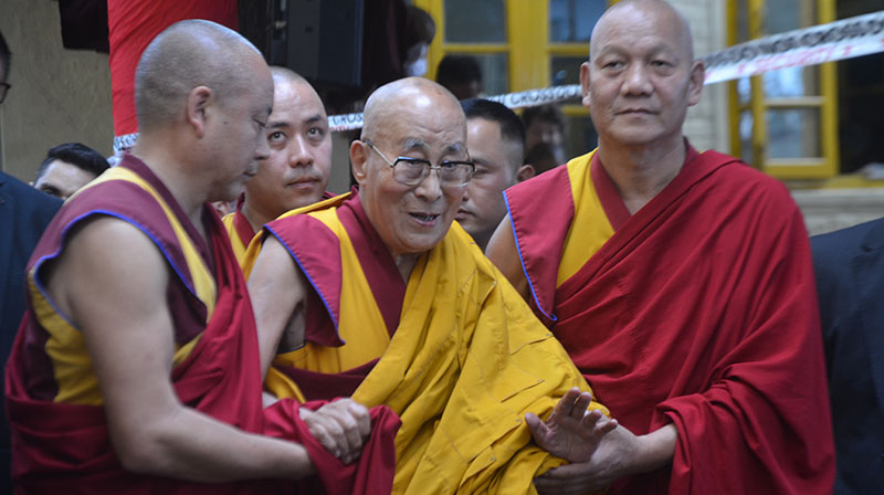 His Holiness the Dalai Lama attended a Long Life Prayer offered to him by the Tibetan Women's Association, Ex-Students of CST Dalhousie and Lhasa Districts on September 18, 2024. (Photo:TPI)