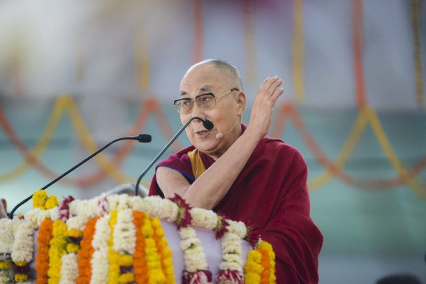 His Holiness the Dalai Lama speaking to students from Bihar on Universal Values in Bodhgaya, Bihar, India on January 25, 2018. Photo: Lobsang Tsering