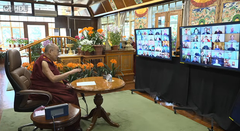 His Holiness the Dalai Lama while speaking on Morals and Ethics, from his residence in Dharamsala, HP, India on April 2, 2021