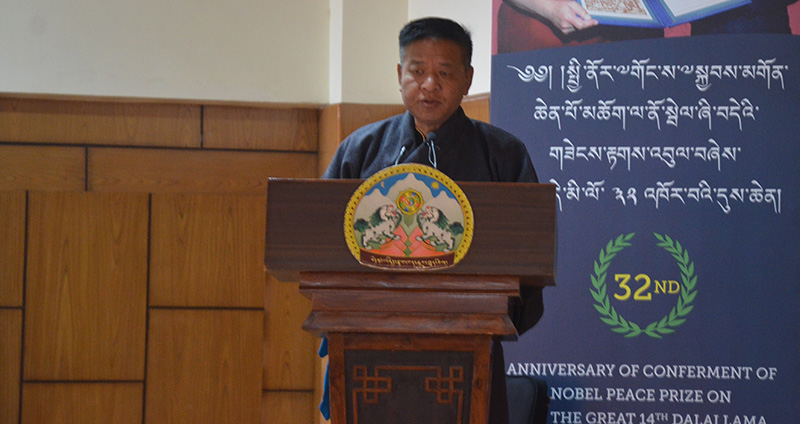 Sikyong Penpa Tsering delivering the statement of the Kashag on Human Rights Day, in Dharamshala, on December 10, 2021. Photo: TPI/Yangchen Dolma