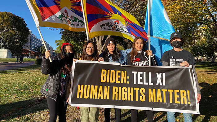 Tibetan and Hong Kong activists call on President Biden to raise Human Rights Issues with Chinese President Xi on November 13, 2021. Photo: file