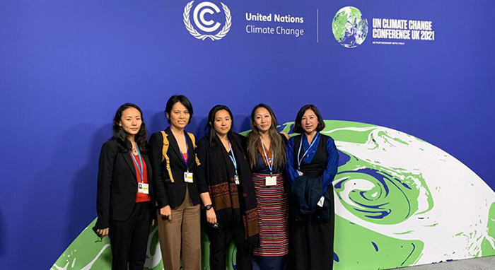 Tibetan delegates from five organizations, at the UN COP26 conference in Glasgow. Photo: CTA 