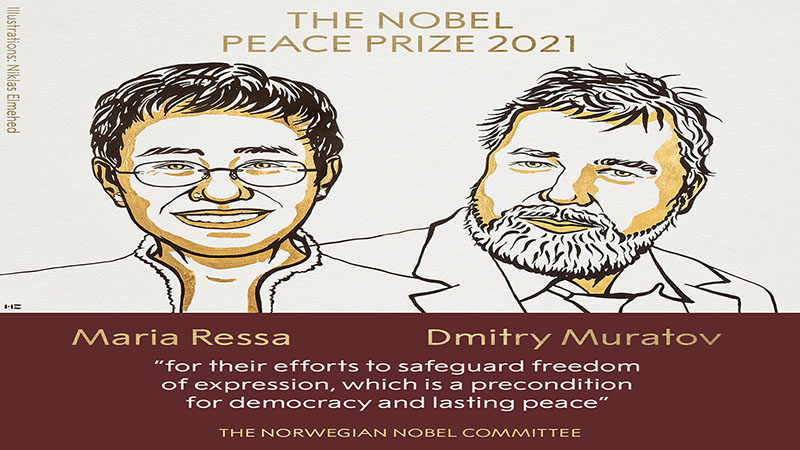 the 2021 Nobel Peace Prize winners - Maria Ressa and Dmitry Muratov. Photo: file