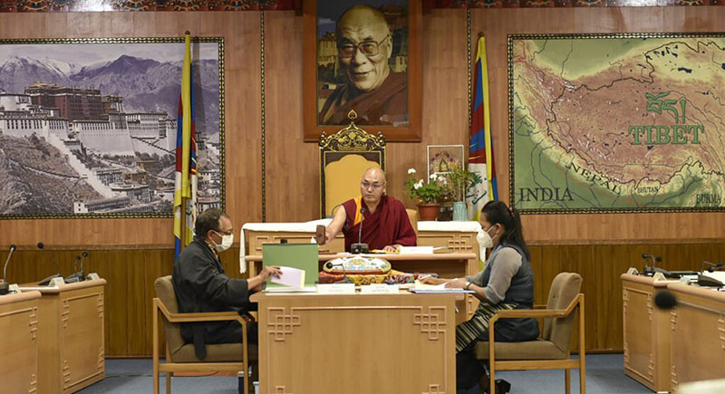 Speaker Khenpo Sonam Tenphel opens the first session of 17th Tibetan Parliament-in-Exile on October 11, 2021. Photo: CTA/Tenzin Phende