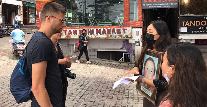 Tibetan Women's Association raising awareness about the 11th Panchen Lama at McLeod Square in Dharamshala on August 30, 2022. Photo: TWA