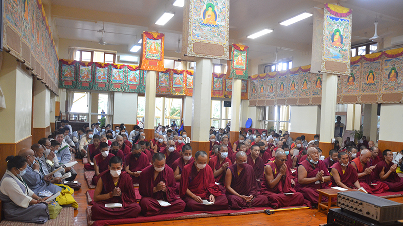 Tibetans in Dharamshala hold solidarity prayer for Tibetans inside Tibet, August 25, 2022. Photo: TPI