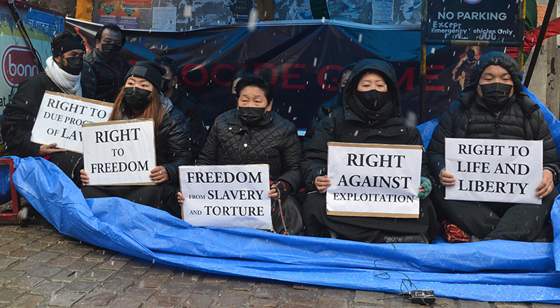 10 Tibetans from the five NGOs joined the hunger strike to protest against Chinese oppressive policies in Tibet on 4 February 2022. Photo: TPI