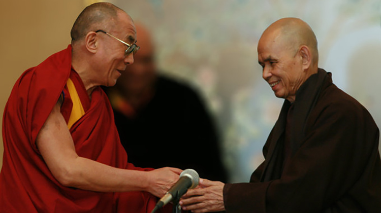 His Holiness the Dalai Lama and Zen Master Thich Nhat Hanh in 2006. Photo: Alex Berliner, Berlin Studio/BEImages Beverly Hills, CA.