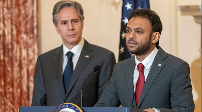 Secretary of State Blinken and Rashad Hussain, Ambassador-at-Large for International Religious Freedom deliver remarks on the 2021 Report on International Religious Freedom at the U.S. Department of State in Washington, D.C., on June 2, 2022. Photo: State Department/Ron Przysucha