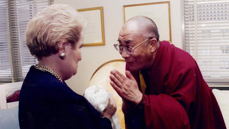 His Holiness the Dalai Lama with former US Secretary of State Madeleine Albright. Photo: file