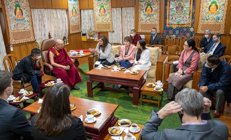 His Holiness the Dalai Lama meeting with Uzra Zeya, US Special Coordinator for Tibetan Issues, at his residence in Dharamsala, HP, India on May 19, 2022. Photo: Tenzin Choejor