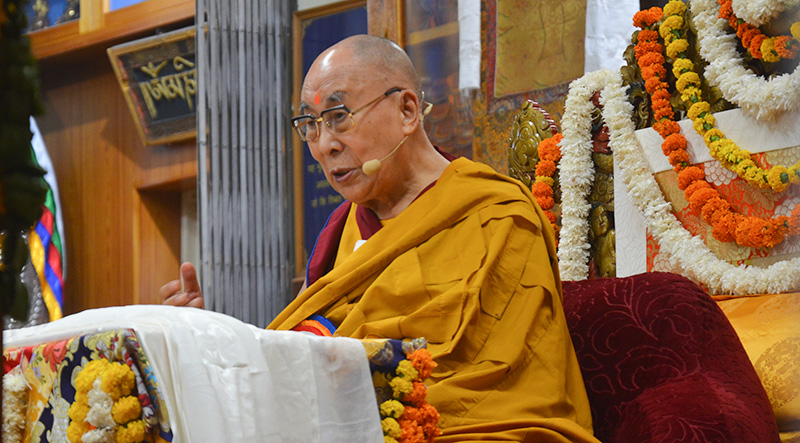 His Holiness the Dalai Lama in the Tibetan temple in Dharamshala, October 26, 2022. Photo: TPI/ Yangchen Dolma