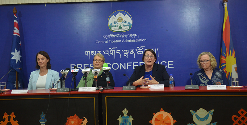 From left, MP Sophie Scamps, Senator Janet Rice, MP Susan Templeman and MP Sharon Claydon in Dharamshala, April 19, 2023. Photo: TPI