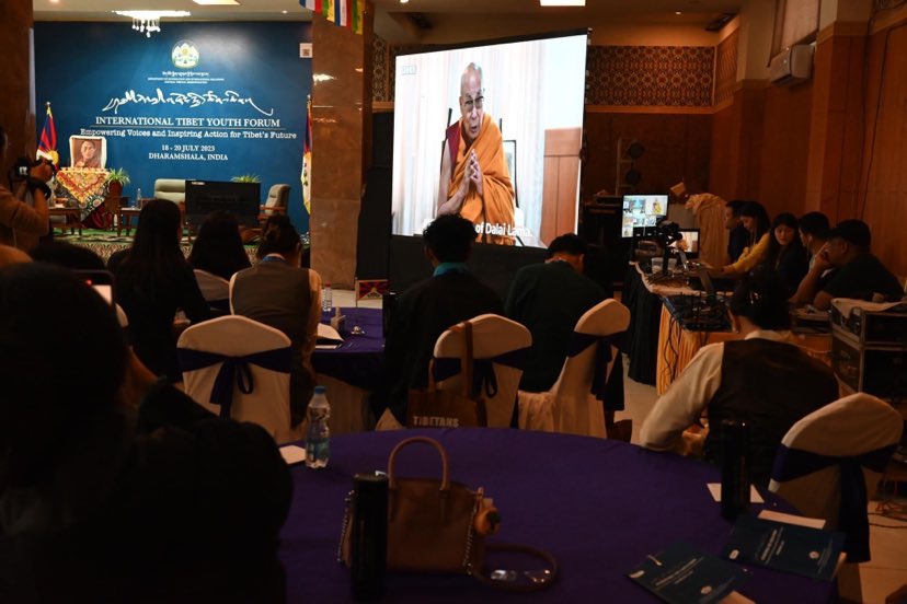 His Holiness the Dalai Lama delivered a virtual message on the International Tibetan Youth Forum on July 18, 2023. Photo:CTA/Tenzin Jigme Taydeh