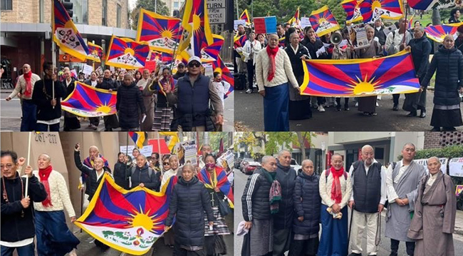 Tibetans in Sydney protested against the Chinese government's misinformation campaign against the Dalai Lama on May 8, 2023. (Photo:file)