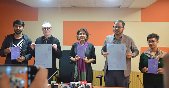The directors of the Dharamshala International Film Festival (DIFF) Ritu Sarin, Tezing Sonam and others held a press conference at the DC office in Dharamshala on November 2, 3023. (Photo: TPI)