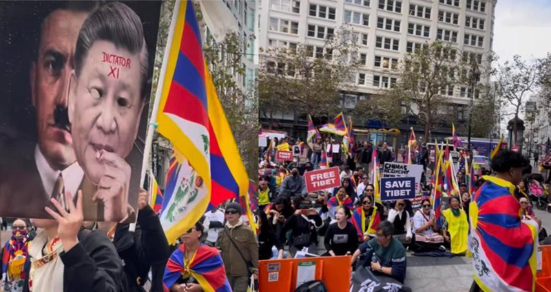 Tibetans, Hong Kongers, Uyghurs and Chinese in San Francisco protested against Chinese President Xi jinping on November 16, 2023. (Photo: file)