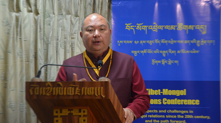 Telo Rinpoche, Representative from the Office of Tibet, Moscow, speaking at the Tibet-Mogolia Relations, April 1, 2024. (Photo: TPI)