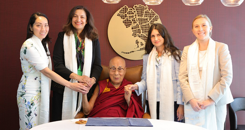 US Special Coordinator for Tibetan Issues Uzra Zeya, Special Assistant to the President Kelly Razzouk with His Holiness the Dalai Lama on August 21, 2024. (Photo: US State Department)