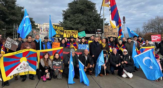 Tibetans and Uyghurs protested against China, at the China's 4th Universal Period Review in Geneva on January 23, 2024. (Photo:file) 
