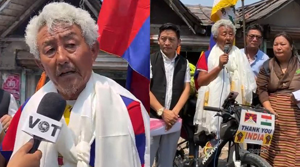 Jampa Tenzin concluded his bicycle rally to raise awareness of critical situation in Tibet, on June 17, 2024, Dharamshala.