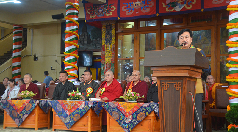 Shri Tapir Gao, MP Lok Sabha giving speech during the celebration of His Holiness' 90th birthday in accordance with the Tibetan lunar calendar in Dharamshala on Sept 7, 2024. (Photo:TPI)