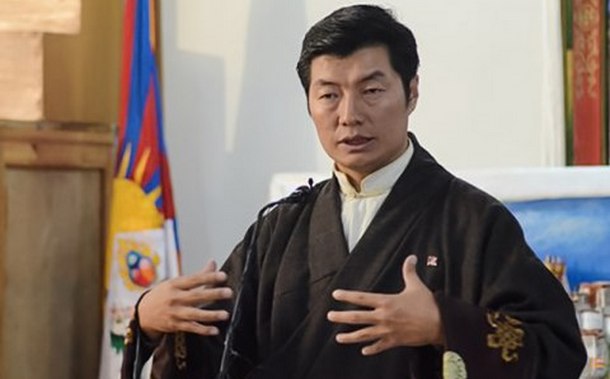 President Dr Losabg Sangay speaking to members of media in Dharamshala, India. Photo: TPI/Yeshe Choesang