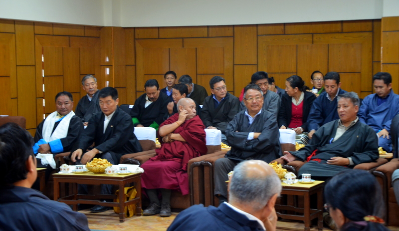 Top officials during the swearing-in ceremony of new Speaker of the Tibetan parliament in Dharamshala, India, on Dece,ber 1, 2018. Photo: TPI/Divya Pandey