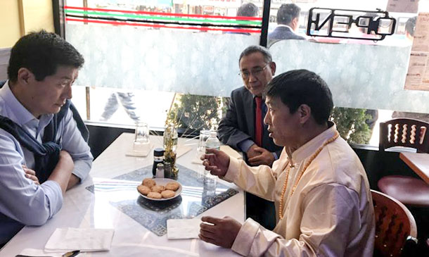President Dr Lobsang Sangay and Representative Ngodup Tsering with Dhondup Wangchen in New York City, US, on June 17, 2018. Photo: Sikyong’s office