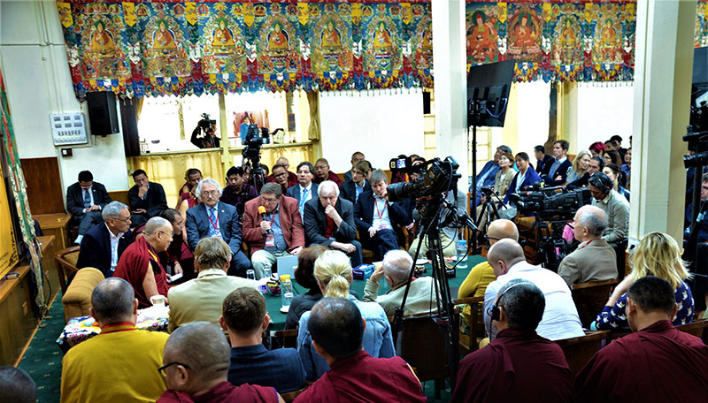 His Holiness the Dalai Lama addressing the Dialogue Between Russian and Buddhist Scholars in Dharamsala, HP, India on May 3, 2018. Photo: TPI/Yeshe Choesang