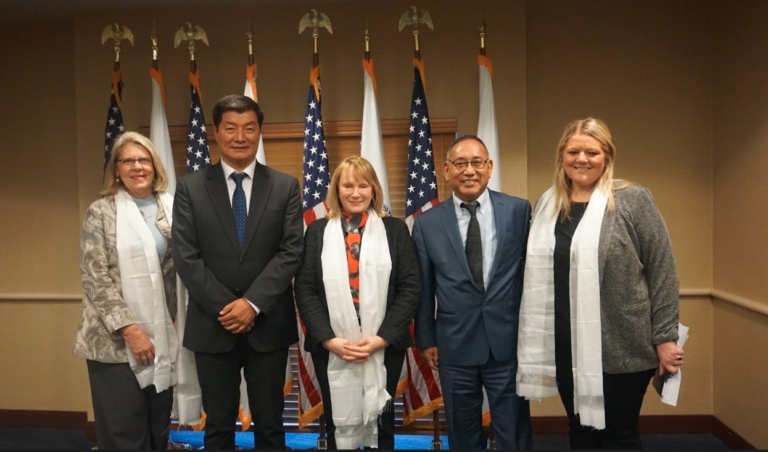 CTA President Dr Lobsang Sangay with high-level representatives of the United States Agency for International Development (USAID). Photo: OOT, Washington DC