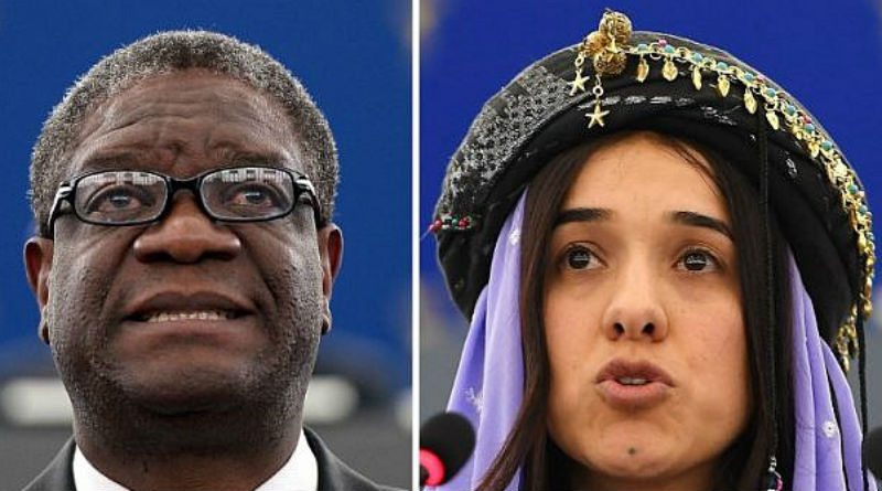 His Holiness the Dalai Lama hailed the award of the 2018 Nobel Peace Prize to Nadia Murad and to Denis Mukwege for their work against “sexual violence as a weapon of war and armed conflict.” Photo: File