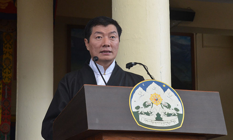 President Dr Lobsang Sangay delivering the Statement of the Kashag on the 30th Anniversary of the Conferment of the Nobel Peace Prize on His Holiness the Great 14th Dalai Lama of Tibet, in Dharamshala, India, on December 10, 2019. Photo: TPI/Yangchen Dolma