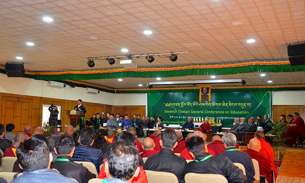 President Dr Lobsang Sangay addressing the seventh Tibetan General Conference on Education at T- Building, Dharamshala, India, on February 23, 2019. Photo: TPI/Yangchen Dolma