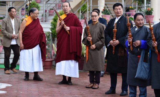 President Dr Sangay participating in the long life prayers to the 41st Sakya Trichen Rinpoche on the occasion of their the golden jubilee celebration at the Sakya Thubten Namgyal Ling Institute, in Puruwala, HP, India, on February 21, 2019. Photo: Pasang Dhondup/CTA