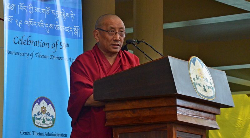 Ven Karma Gelek Yuthok, acting President of the Tibetan government in-Exile delivering Kashag’s Statement on the 59th Anniversary of Tibetan Democracy Day, in Dharamshala, India, on September 2, 2019. Photo: TPI/Yangchen Dolma