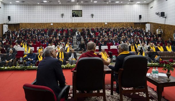 His Holiness speaking on "Love and Compassion - A Way of Life" at the Bihar Judicial Academy in Patna, Bihar, India on January 18, 2020. Photo by Lobsang Tsering