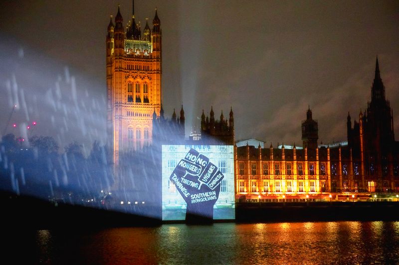Projection on the House of Commons, London. Stepber 30, 2020. Photo: Free Tibet, UK